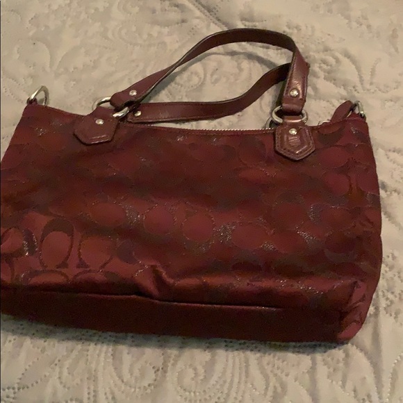 *used* burgundy Coach purse - Picture 2 of 6